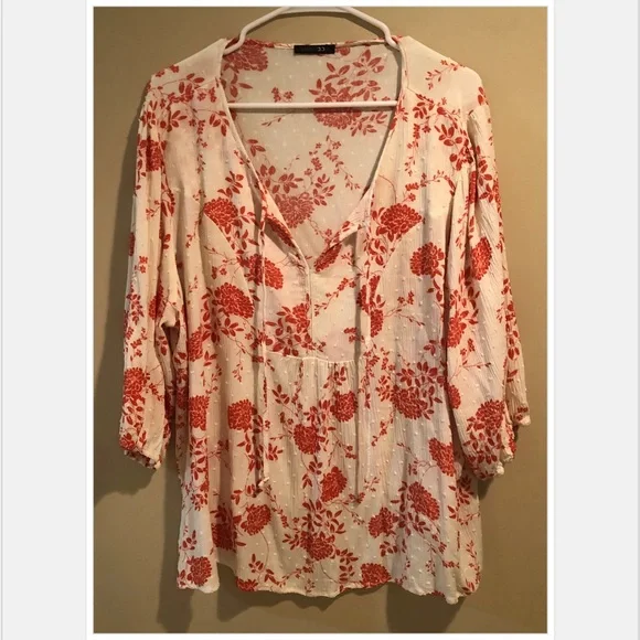 Orange and cream blouse. Size 2X. - Picture 10 of 10